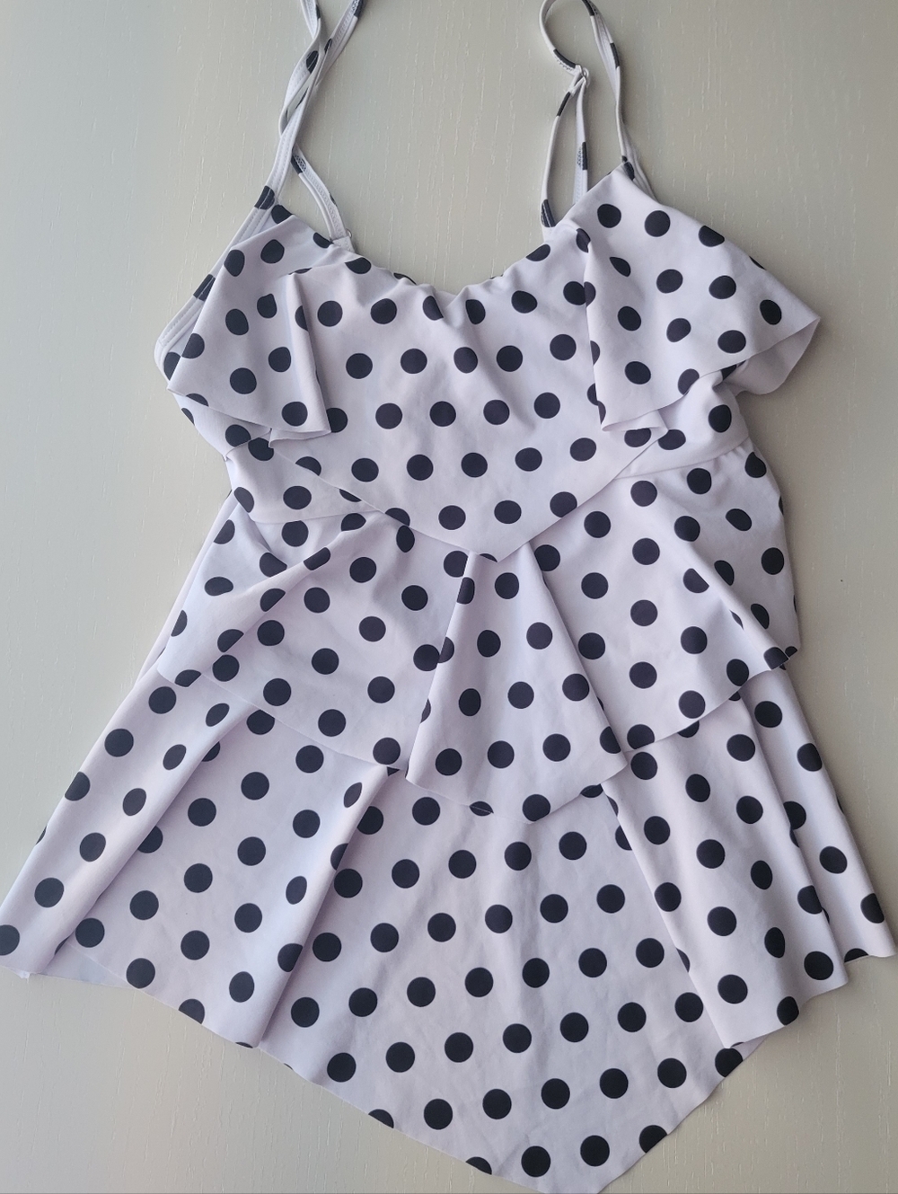Polka Dot Tiered Ruffle Swimsuit Top